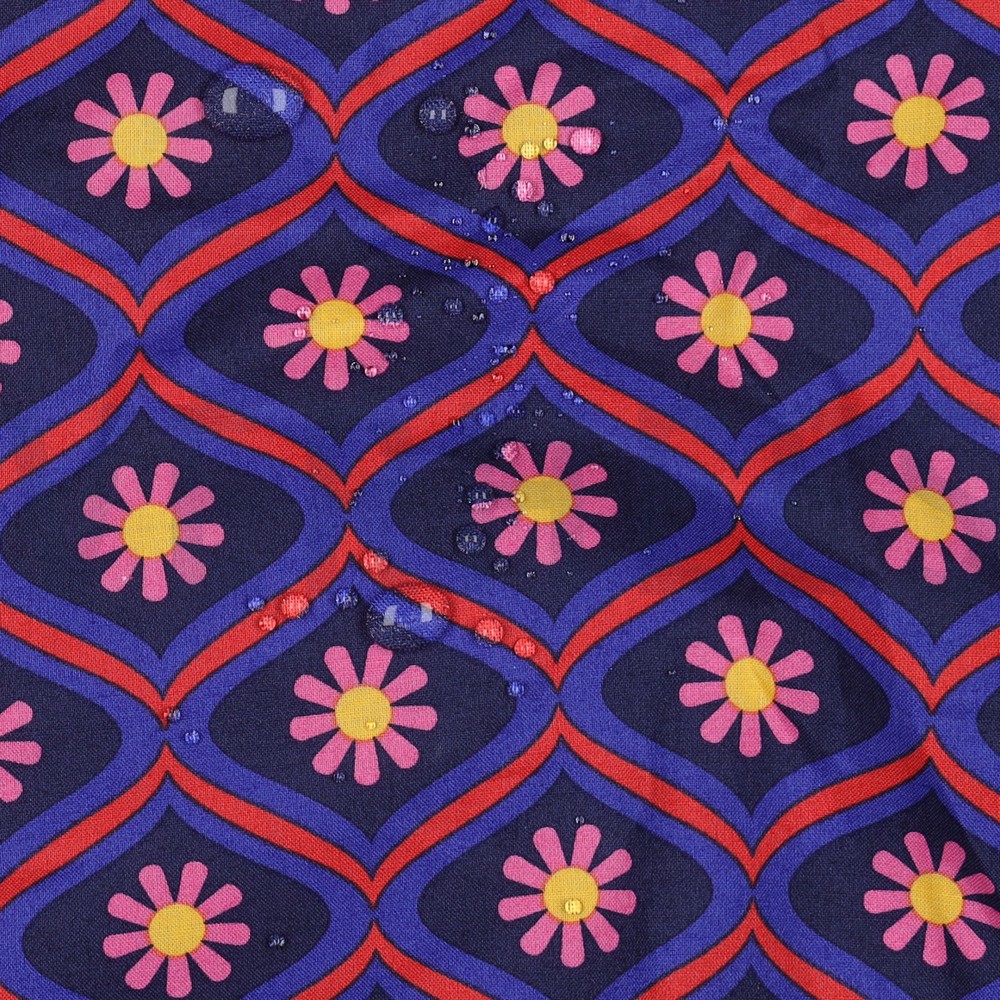 COATED KATOEN BLOEMEN MARINEBLAUW #7