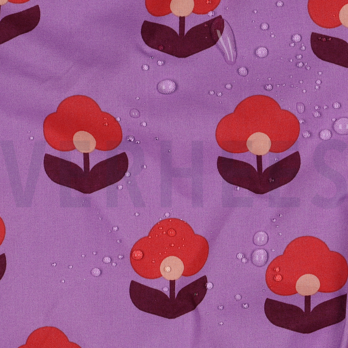 COATED COTTON RETRO FLOWERS LAVENDER #7