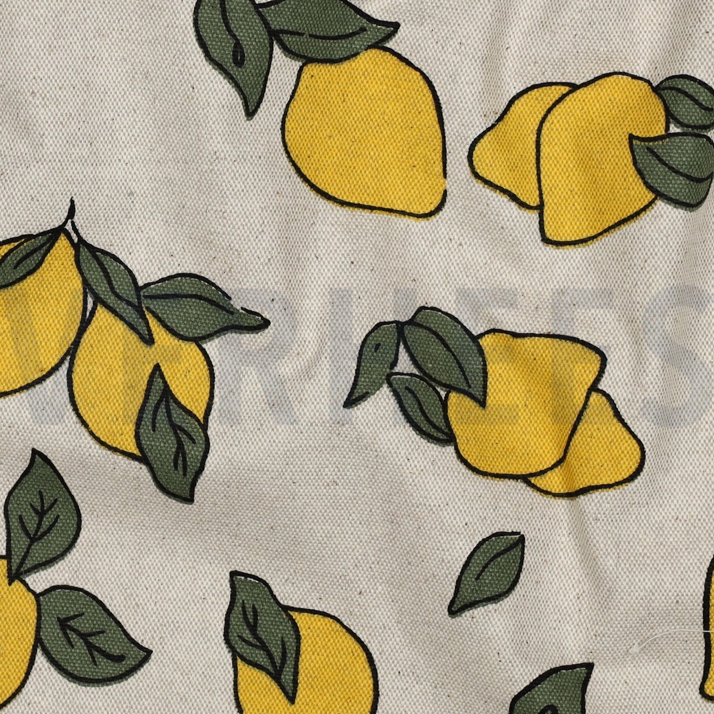 TOILE DÉCORATION ENDUIT LIN LOOK CITRONS NATUREL #7