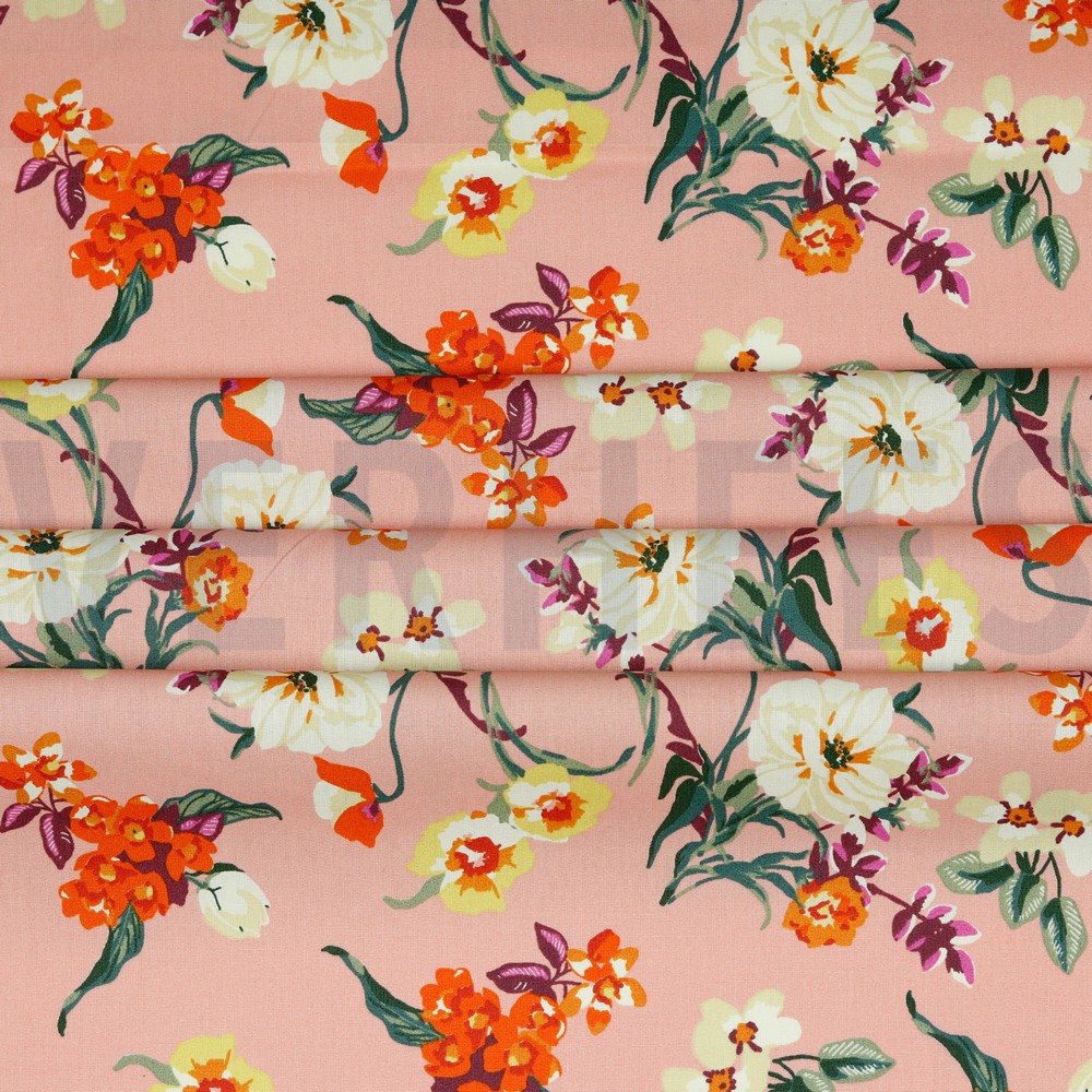 BESCHICHTETE BAUMWOLLE BLUMEN LACHS #7