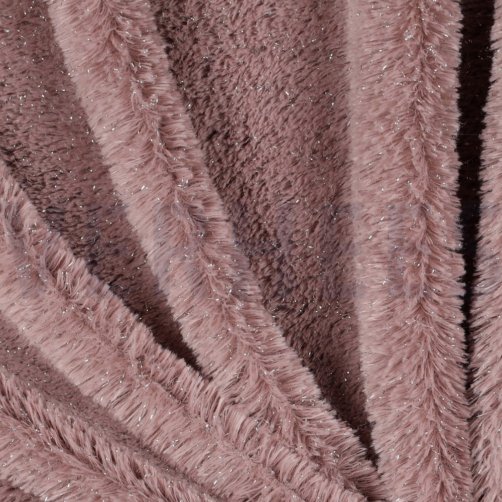 FAUSSE FOURRURE AVEC LUREX ARGENT VIEUX ROSÉ PÂLE #7