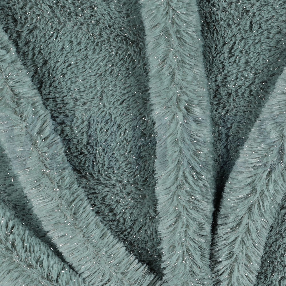 FAUX FUR WITH SILVER LUREX OLD GREEN #7