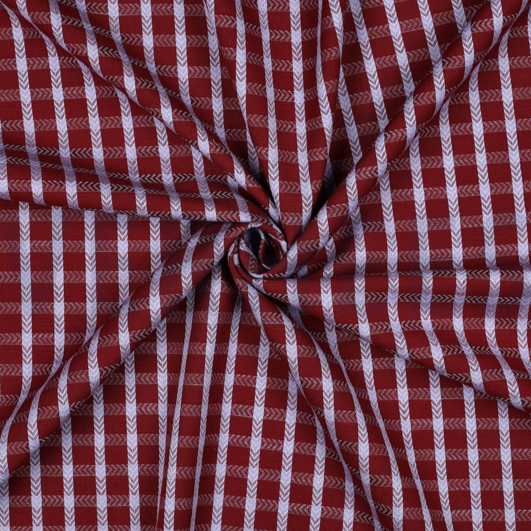 KATOENEN GARENGEVERFDE DOBBY BORDEAUXROOD #7