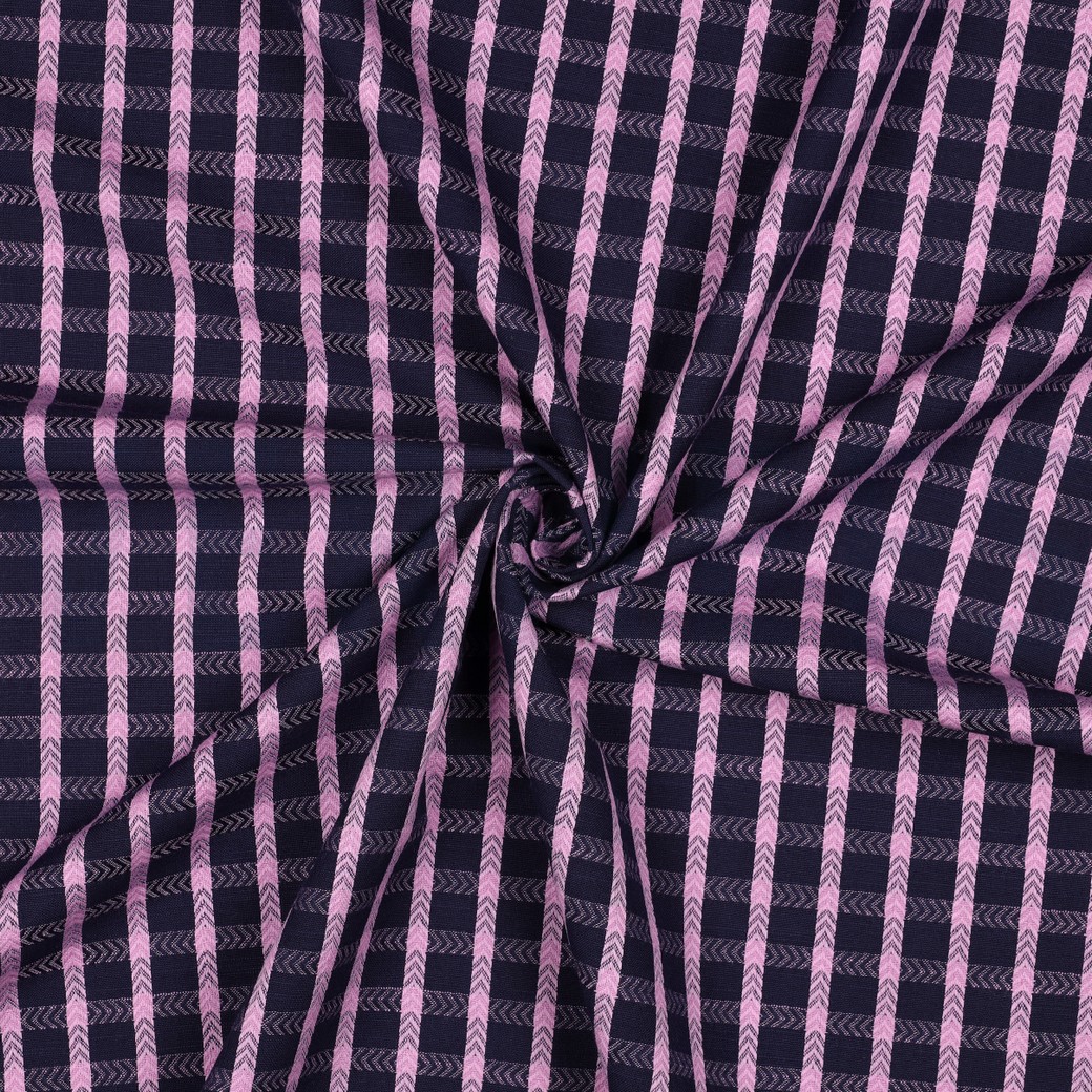 KATOENEN GARENGEVERFDE DOBBY MARINEBLAUW #7