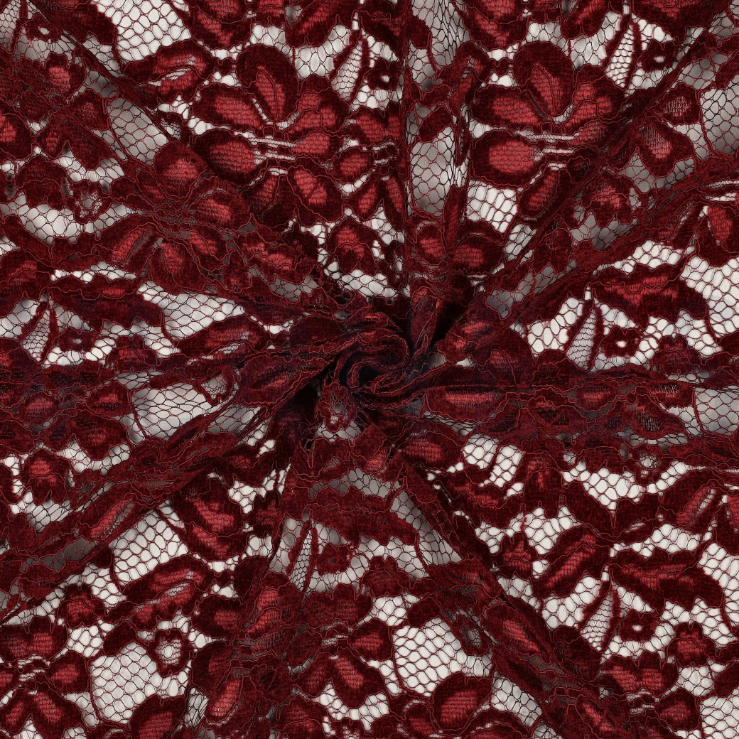 SPITZE ZWEISEITIGE BOGENKANTE CHENILLE BORDEAUXROT #7