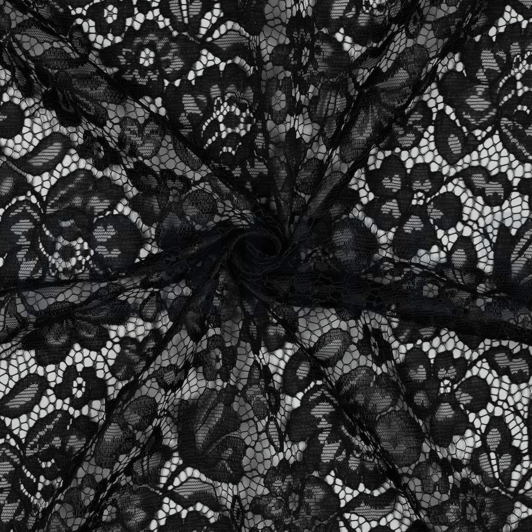 LACE TWO-SIDE SCALLOP JET BLACK #7