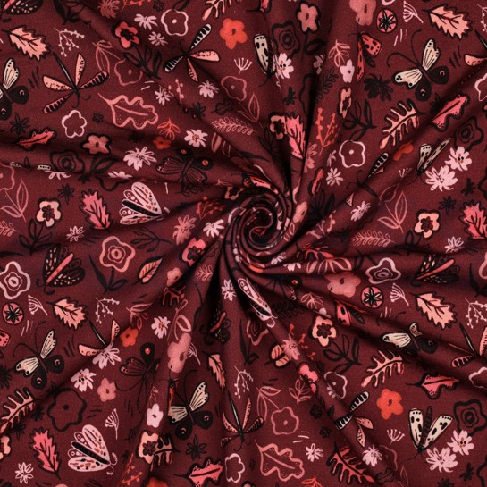 SWEAT DIGITAL BLUMEN BORDEAUXROT #7