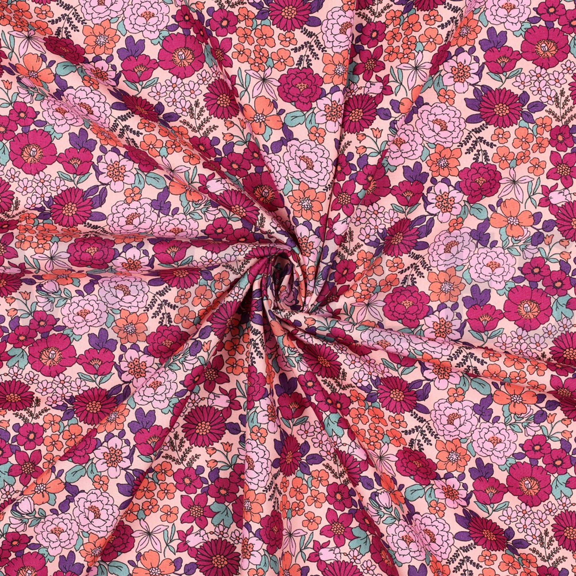 FEIN GEWEBTE BAUMWOLLPOPELINE BLUMEN FUCHSIA (high resolution) #3