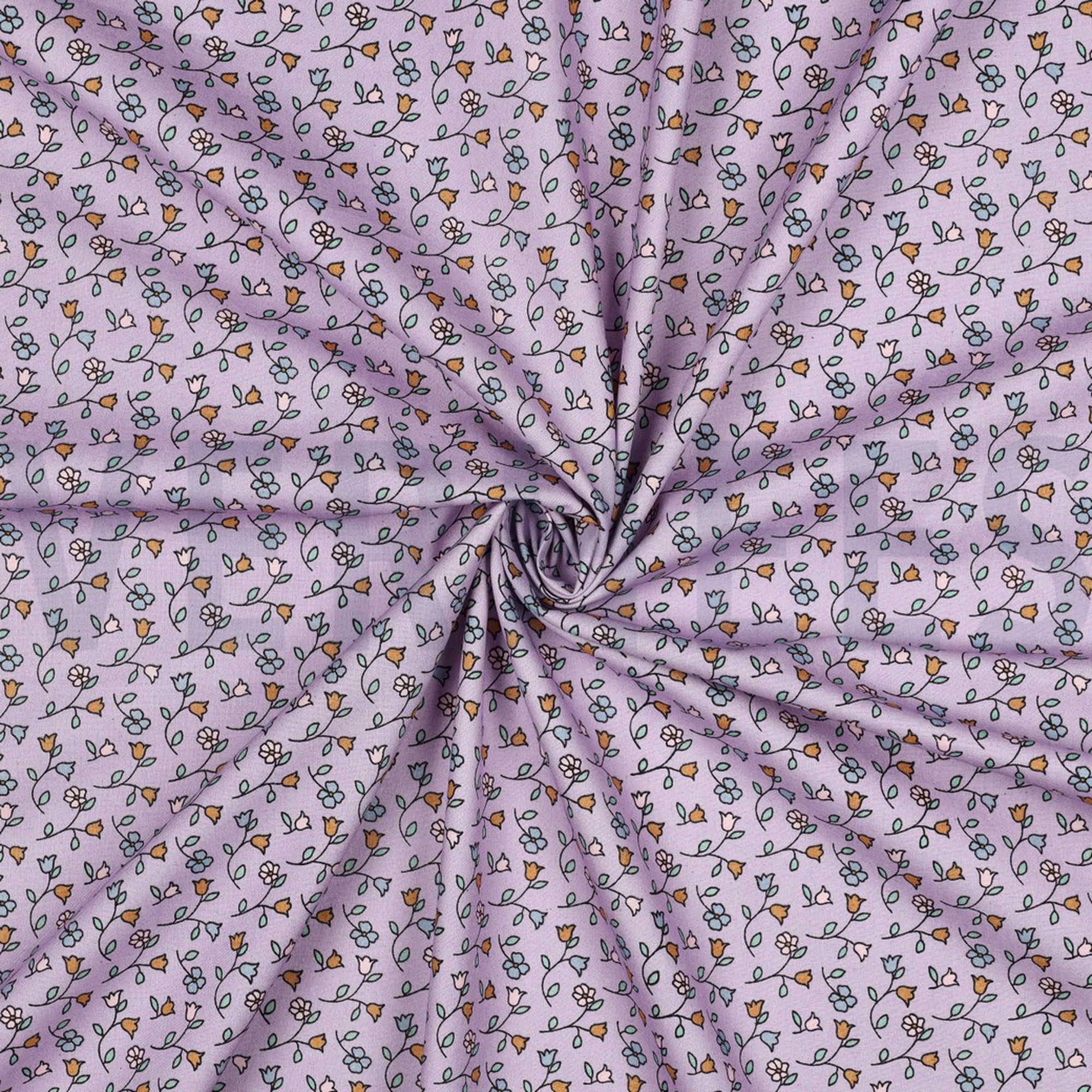 FEIN GEWEBTE BAUMWOLLPOPELINE BLUMEN LILA (high resolution) #3