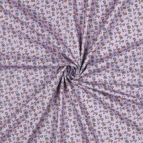 FEIN GEWEBTE BAUMWOLLPOPELINE BLUMEN LILA #7