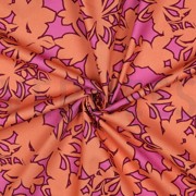 FEIN GEWEBTE BAUMWOLLPOPELINE BLUMEN ORANGE/ROSA (thumbnail) #3
