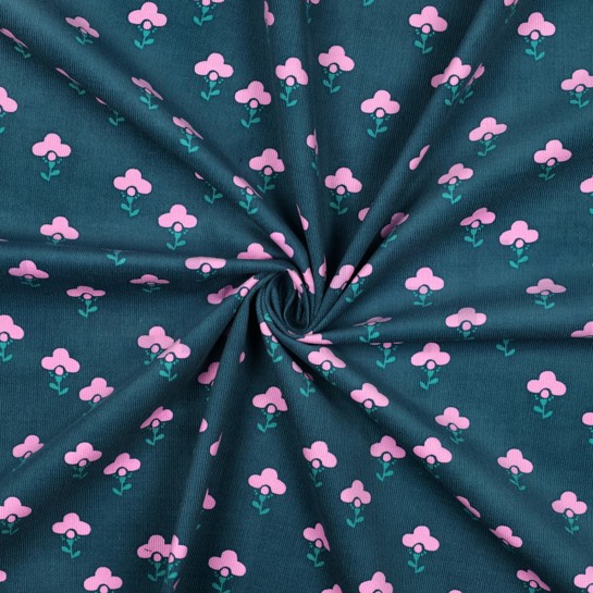 FEINCORD BLUMEN PETROL #7
