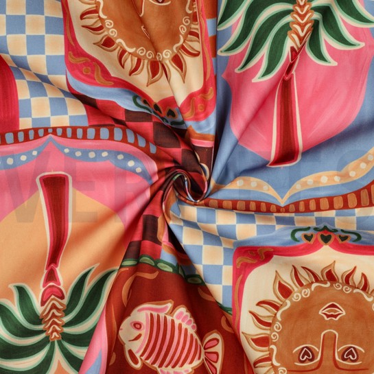 NAPPE DIGITAL DÉPERLANT  PATCHWORK BLEU #7