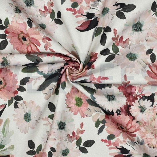 NAPPE DIGITAL DÉPERLANT FEUILLES FLEURS BLANC #7