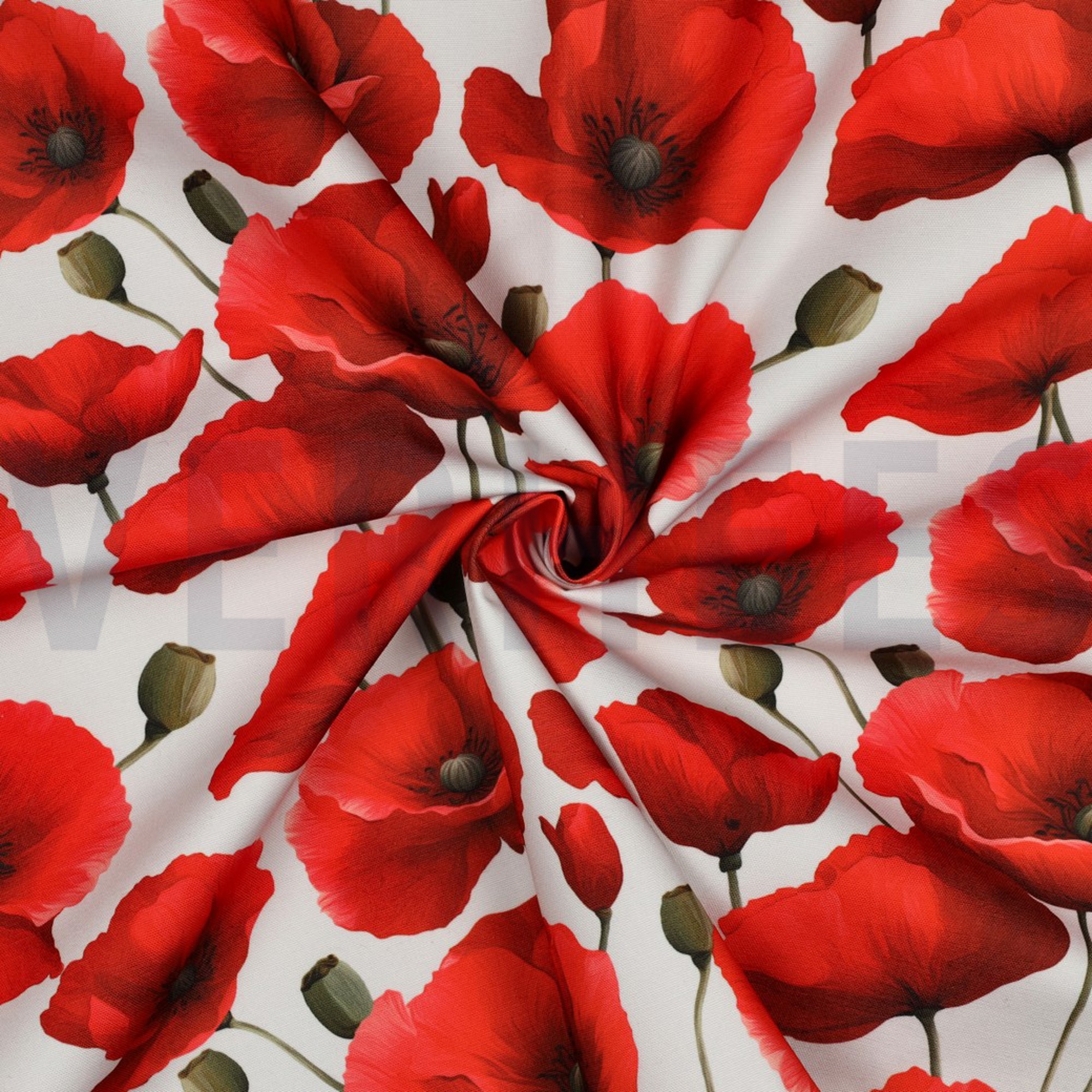 TABLECLOTH DIGITAL WATER REPELLENT POPPIES OFF WHITE (high resolution) #3