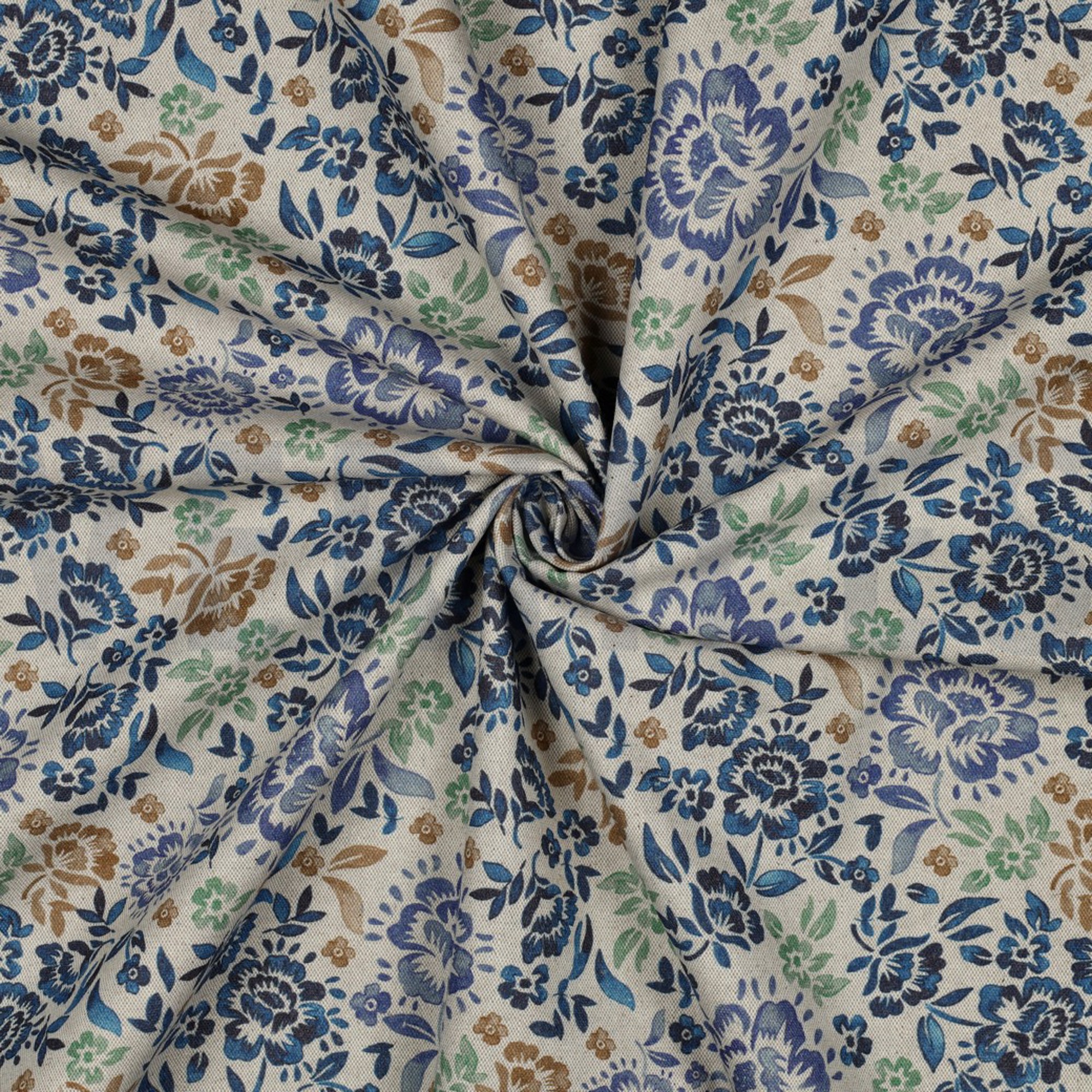 CANVAS LINEN LOOK DIGITAL FLOWERS BLUE (high resolution) #3