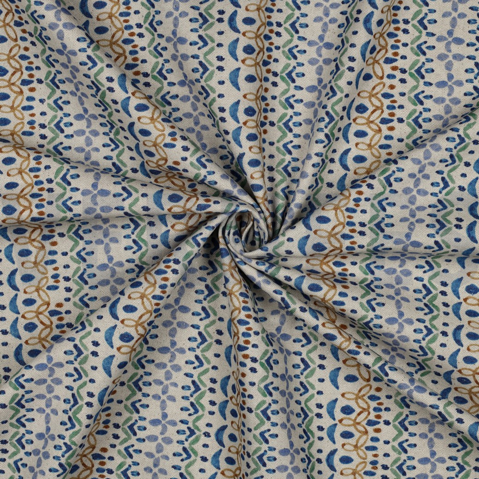 CANVAS LINEN LOOK DIGITAL FLOWERS BLUE (high resolution) #3