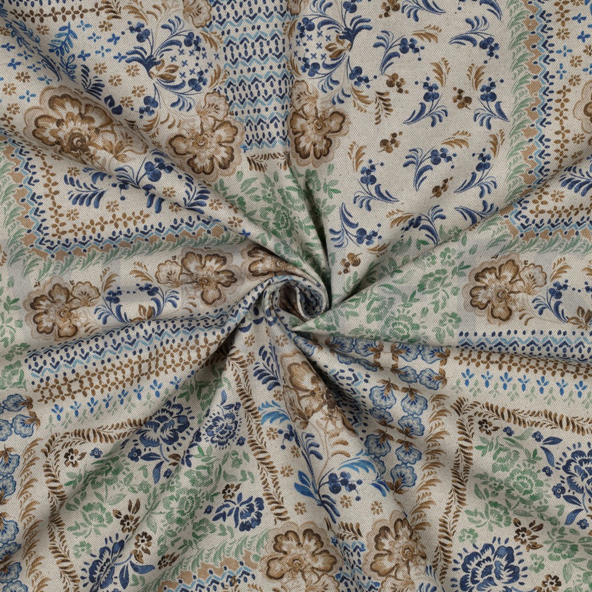 CANVAS LINEN LOOK DIGITAL FLOWERS BLUE (high resolution) #3