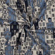 TOILE DÉCORATION LIN LOOK MAISONS BLUE (thumbnail) #3