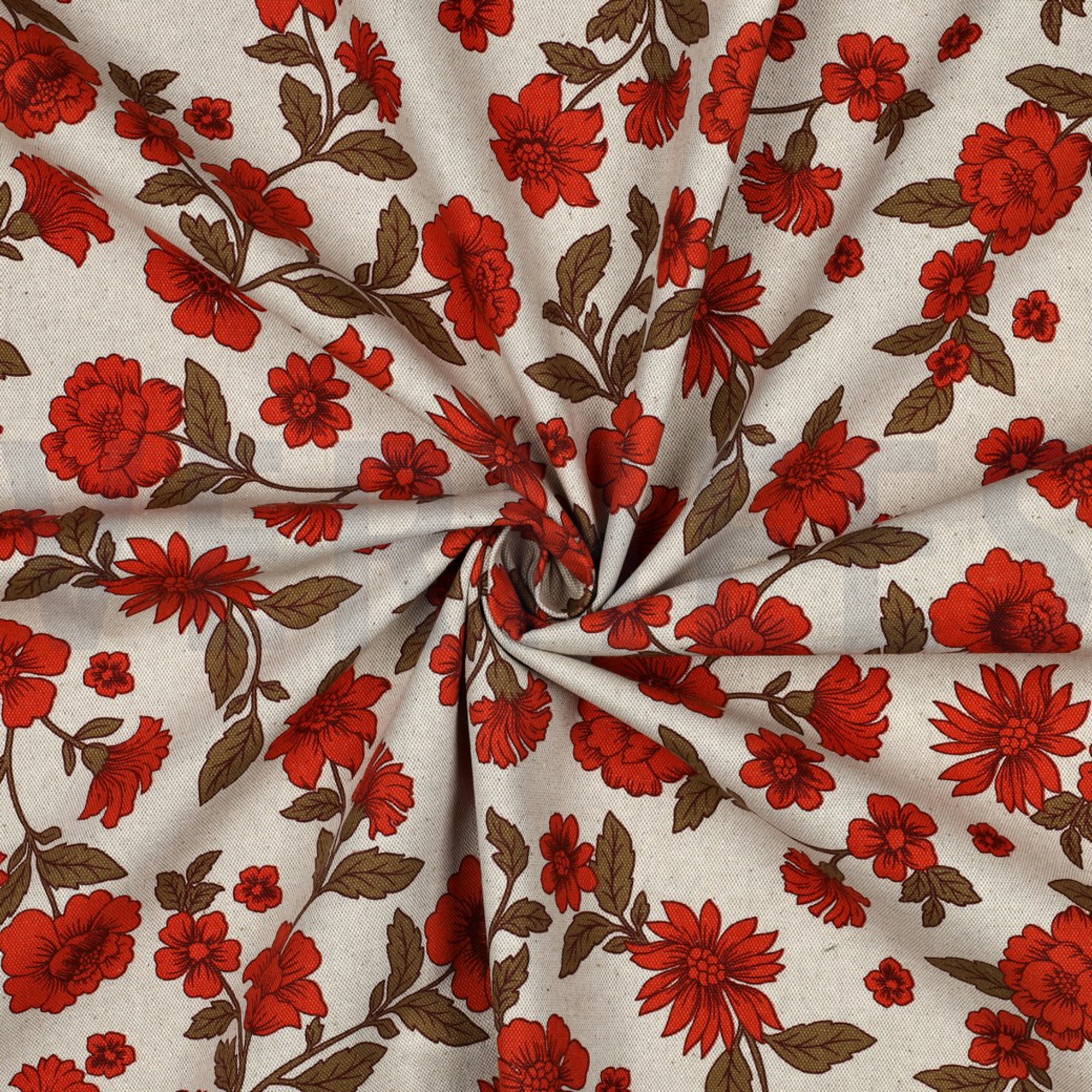 CANVAS LEINENOPTIK BLUMEN ROT (high resolution) #3