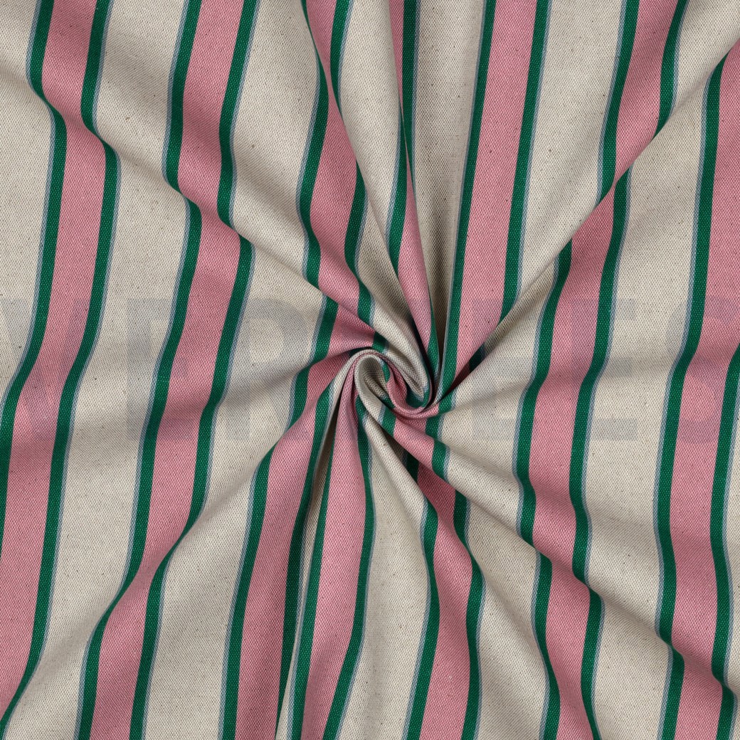 CANVAS LINEN LOOK STRIPES PINK #7