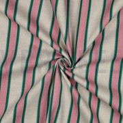 TOILE DÉCORATION LIN LOOK RAYURES ROSE (thumbnail) #3