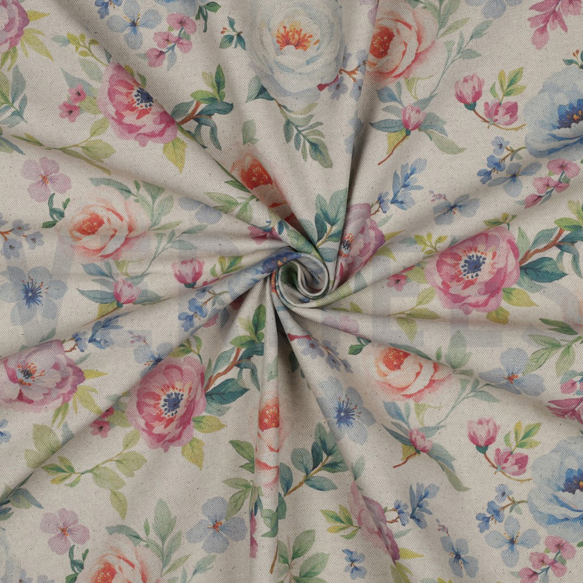 TOILE DÉCORATION LIN LOOK DIGITAL FLEURS NATUREL (high resolution) #3