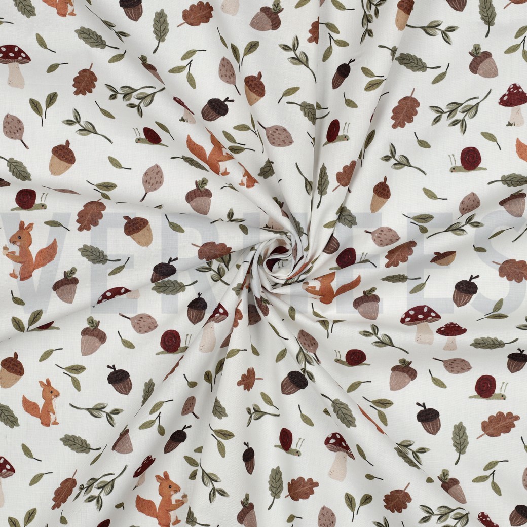 FEIN GEWEBTE BAUMWOLLPOPELINE DIGITAL HERBST WEISS #7