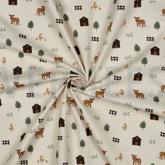BAUMWOLLE POPELINE GOTS NATUR BAUERNHOFTIERE NATUR #7