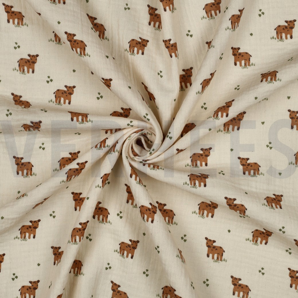 DOUBLE GAZE DE COTON GOTS NATUREL VACHES NATUREL #7