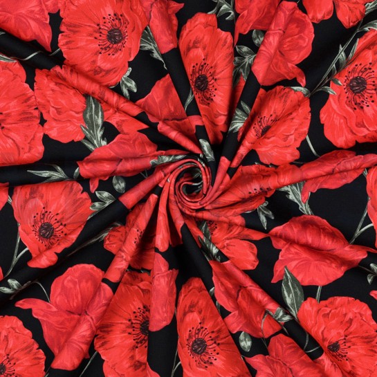 FRENCH TERRY DIGITAL BLUMEN SCHWARZ #7