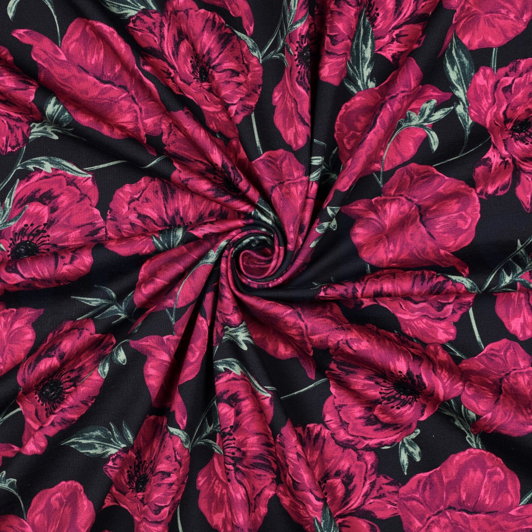 FRENCH TERRY DIGITAL BLUMEN MARINEBLAU #7