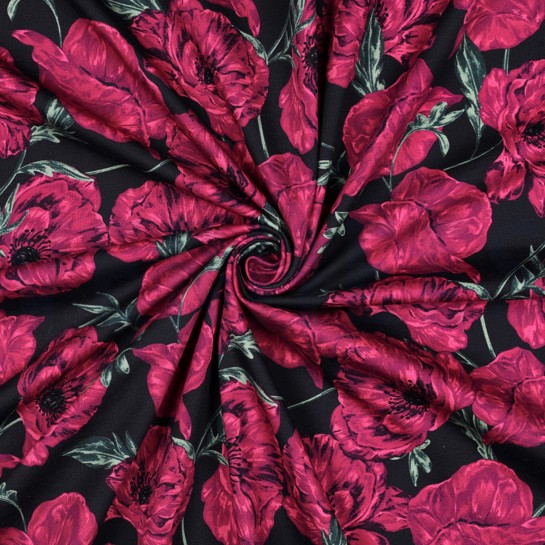 FRENCH TERRY DIGITAL BLUMEN MARINEBLAU #7