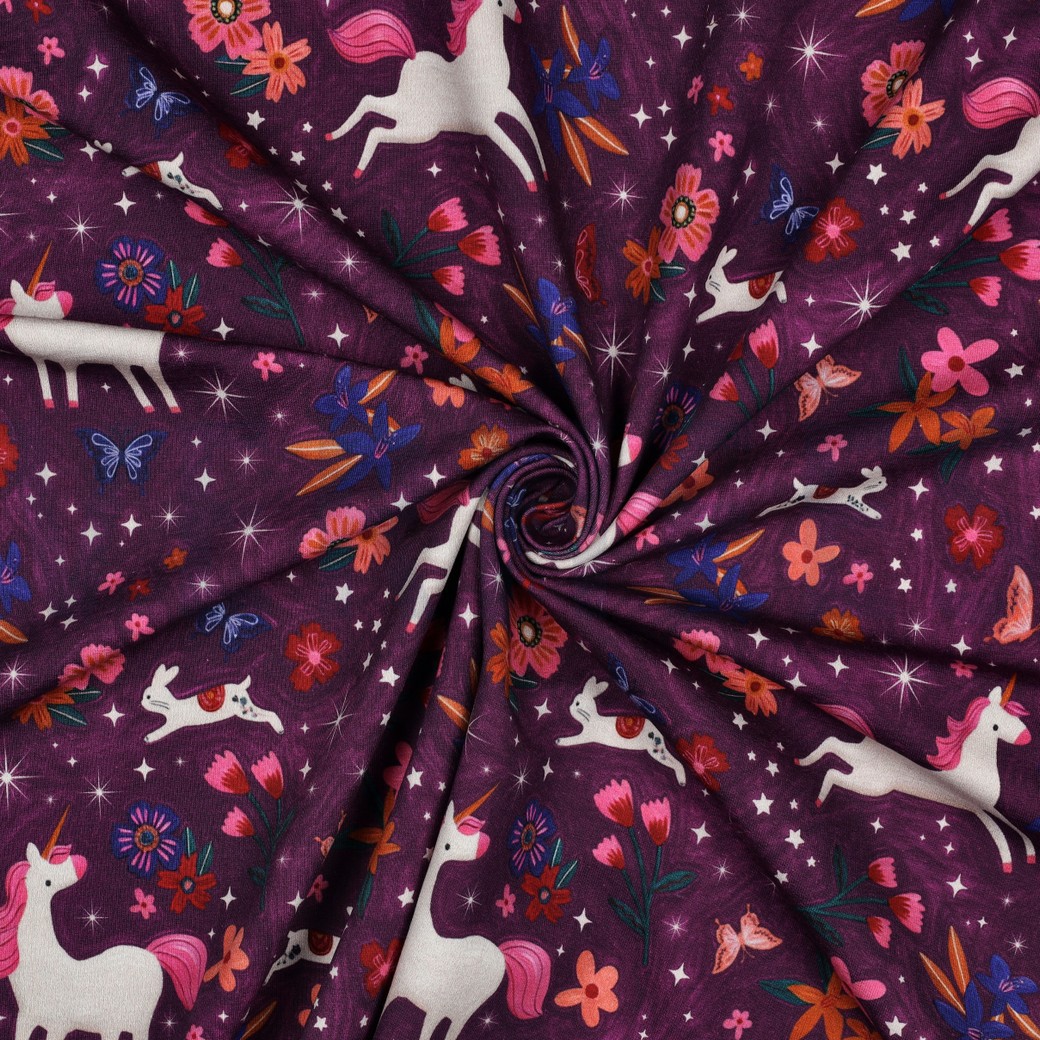 FRENCH TERRY DIGITAL EINHÖRNER LILA/VIOLETT #7