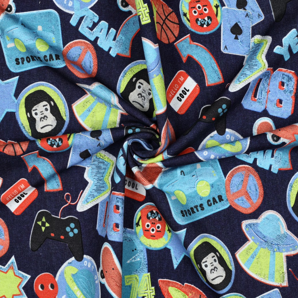 FRENCH TERRY DIGITAL GAMES NAVY #7
