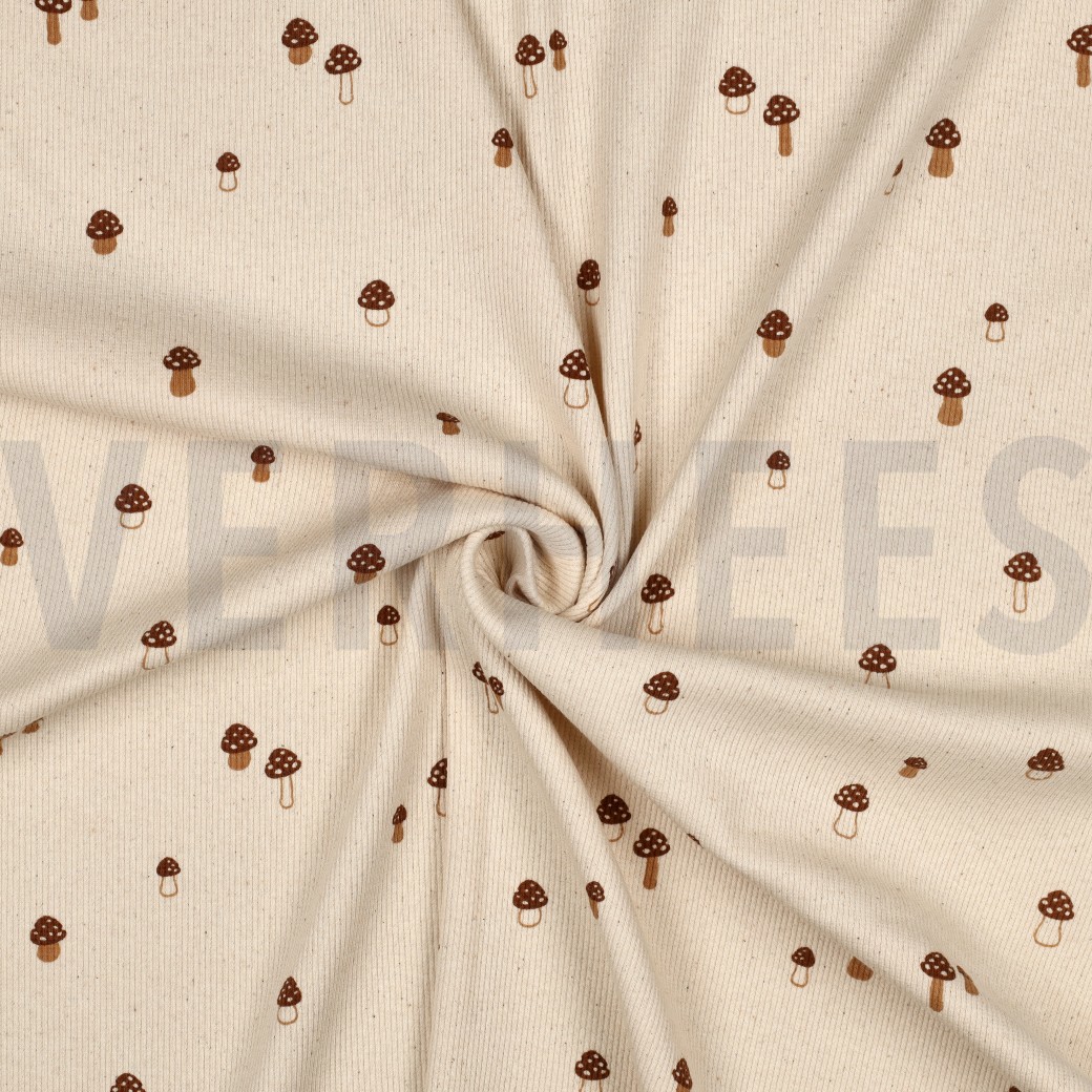 RIB JERSEY GOTS NATUREL PADDENSTOELEN NATUREL #7