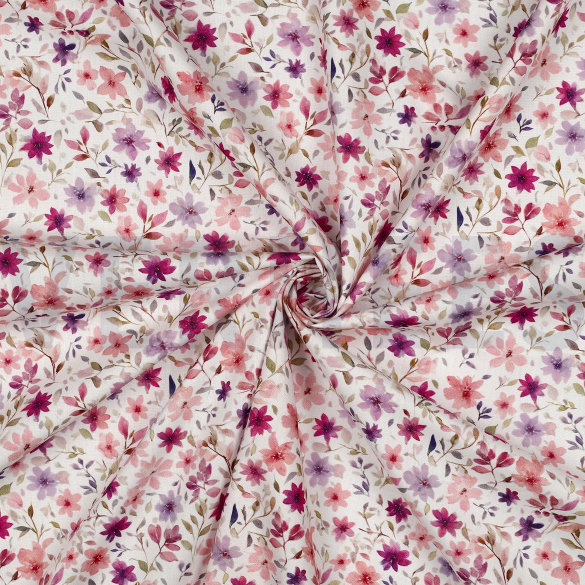 FIJNGEWEVEN KATOENEN POPLIN DIGITAAL BLOEMEN WIT (high resolution) #3