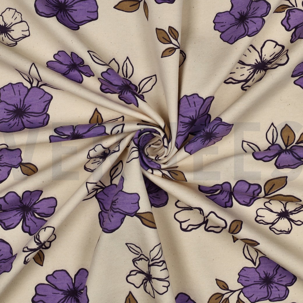SWEAT NATUREL FLEURS NATUREL/LILAS #7