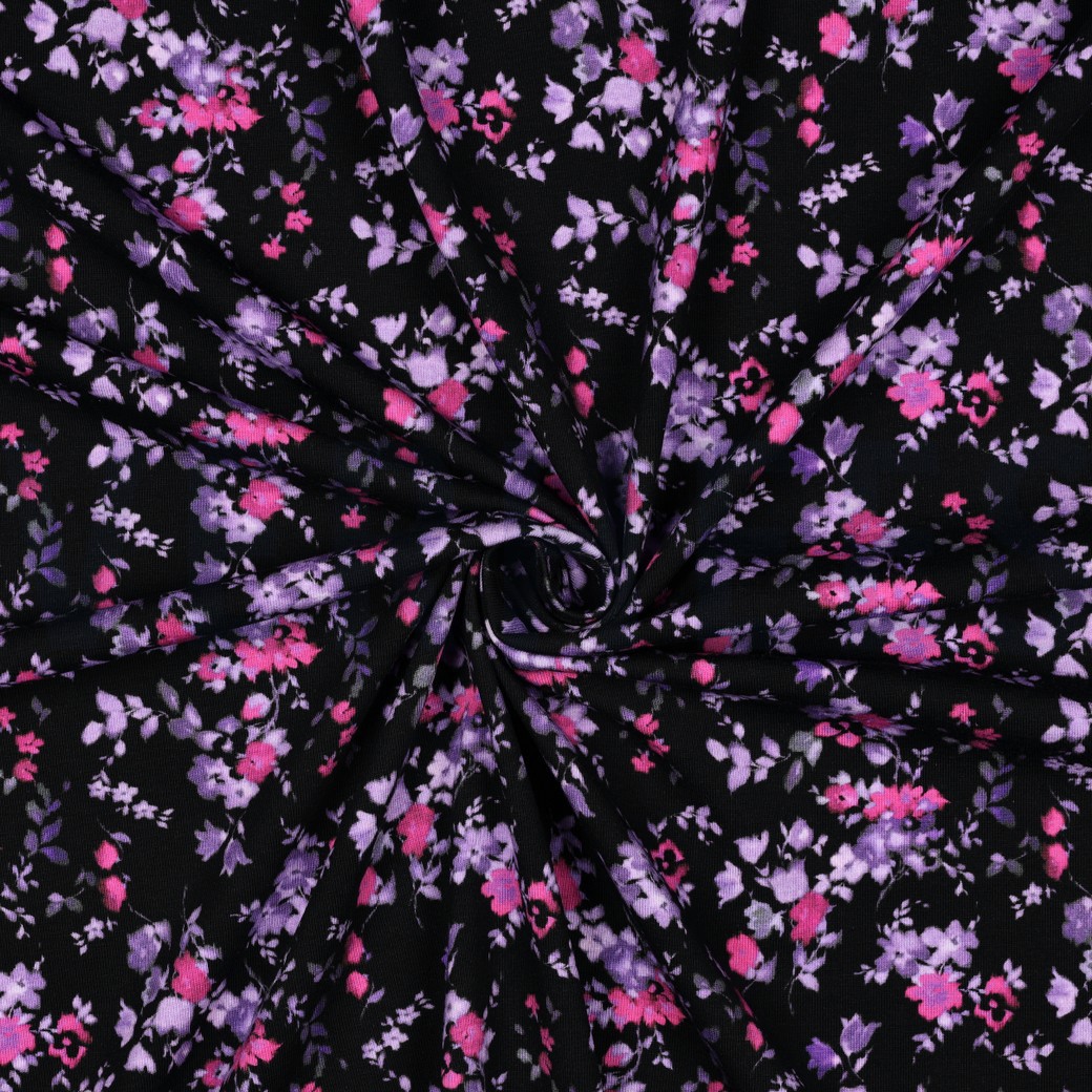 JERSEY DIGITAL BLUMEN SCHWARZ #7