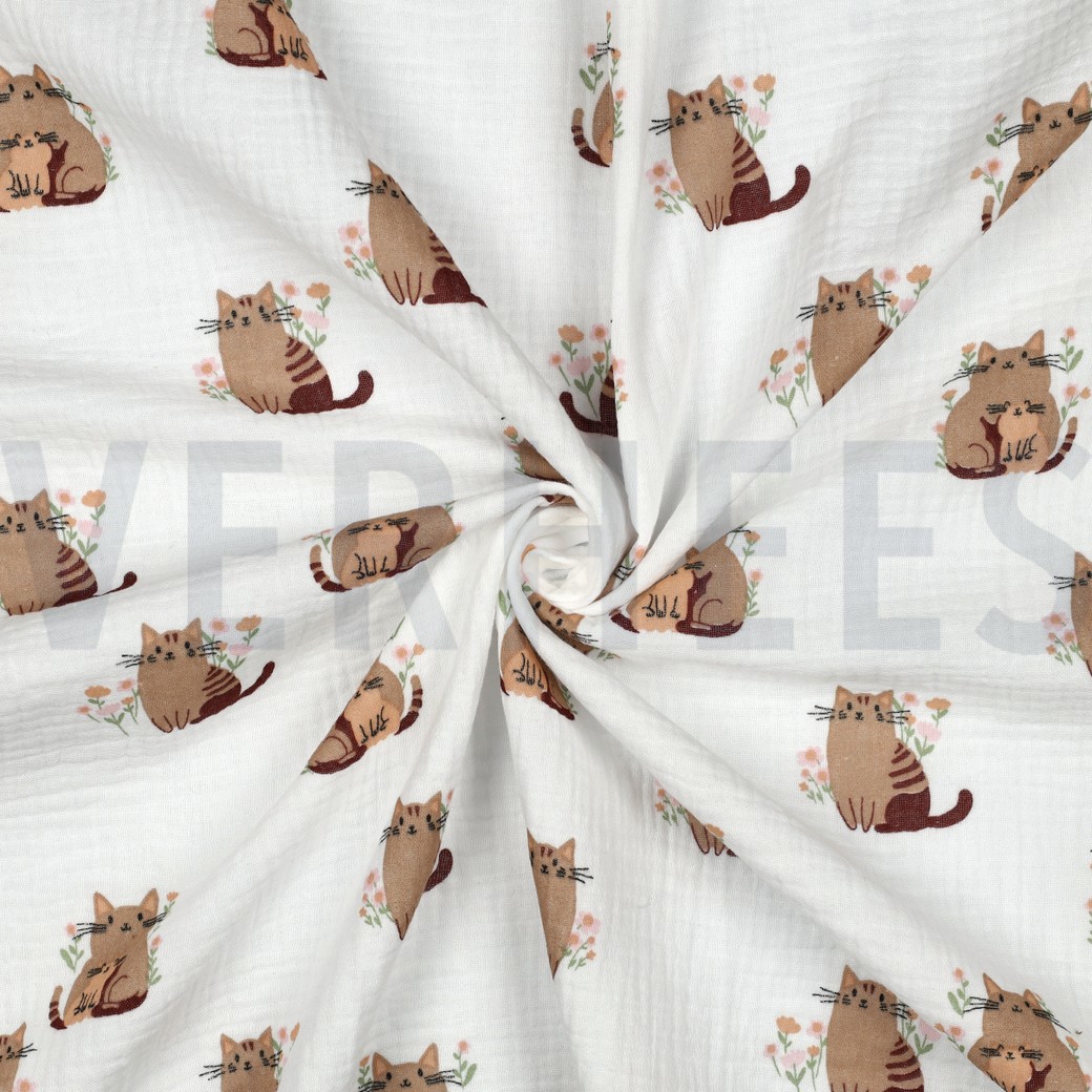 DOUBLE GAUZE CATS WHITE #7
