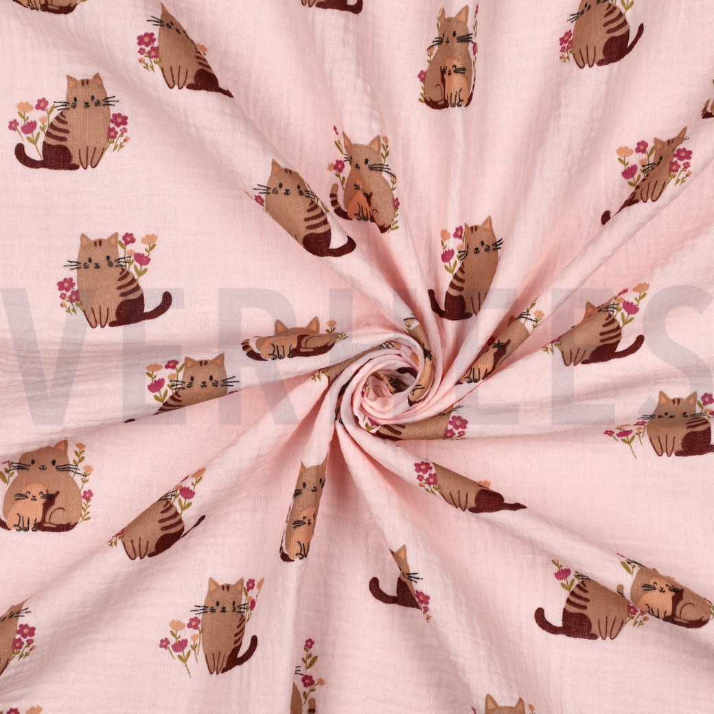 DOUBLE GAUZE CATS PINK #7
