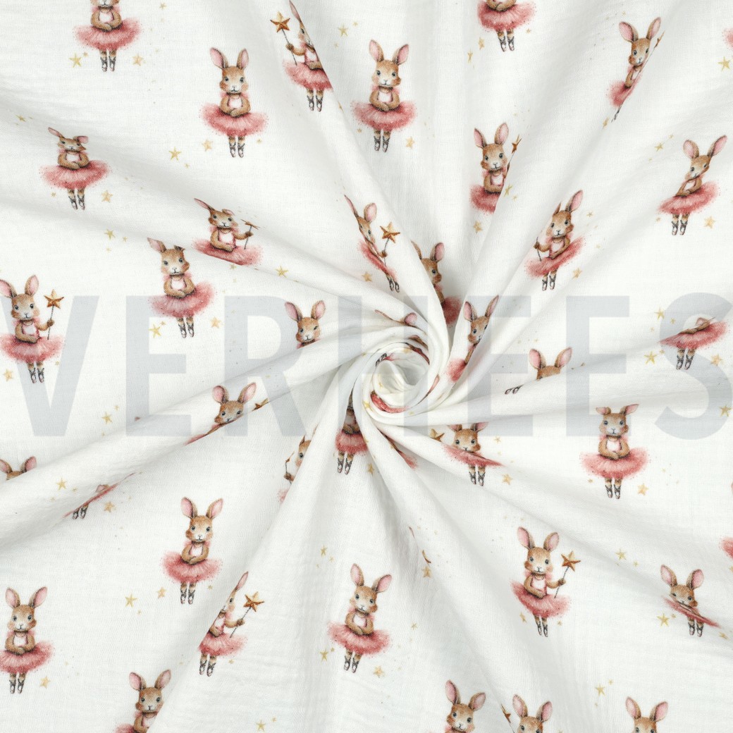 DOUBLE GAZE DE COTON LAPINS BLANC #7