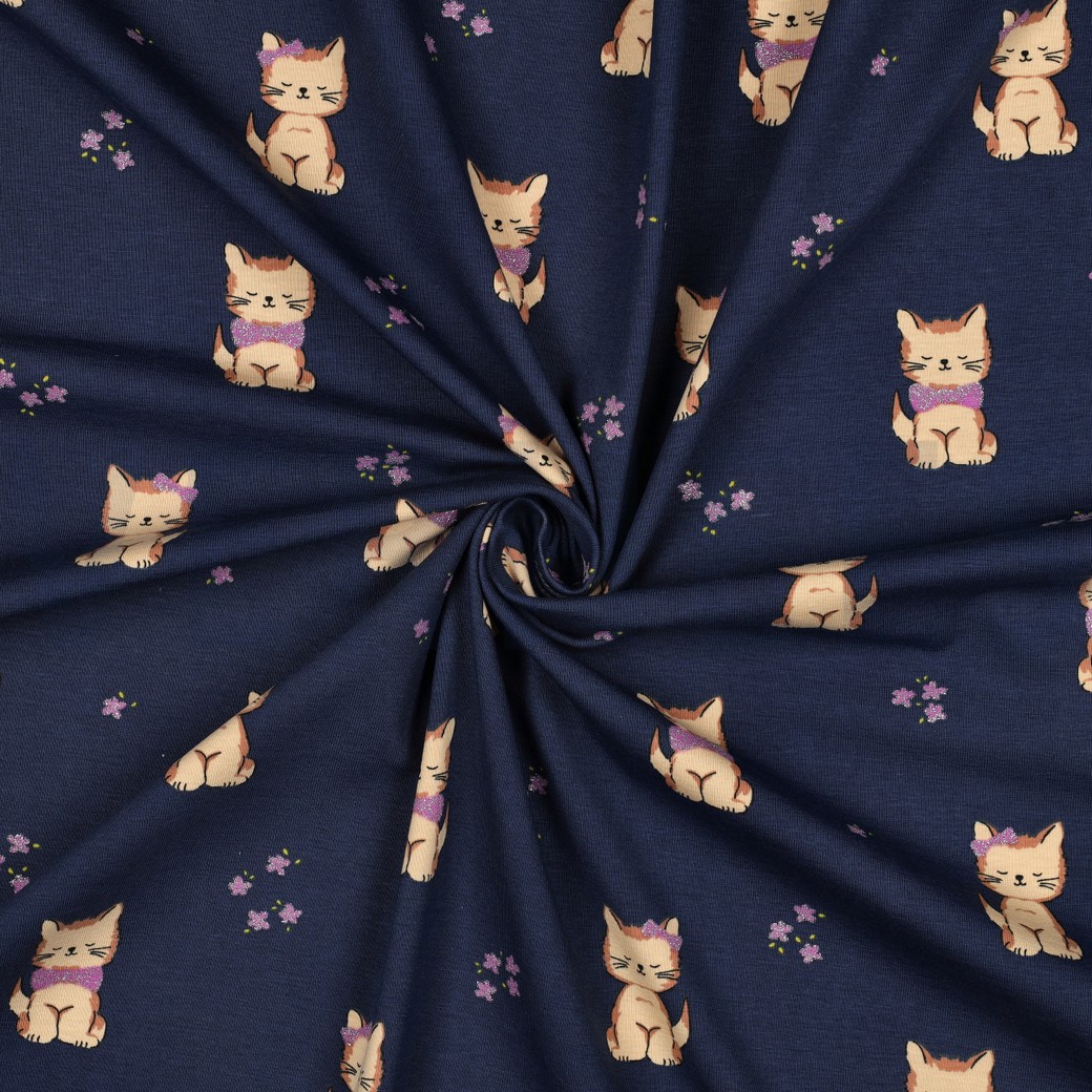 JERSEY GLITTER CATS NAVY #7