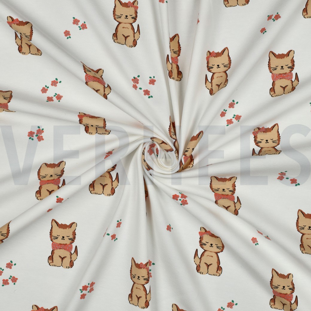 JERSEY GLITTER CATS ECRU #7