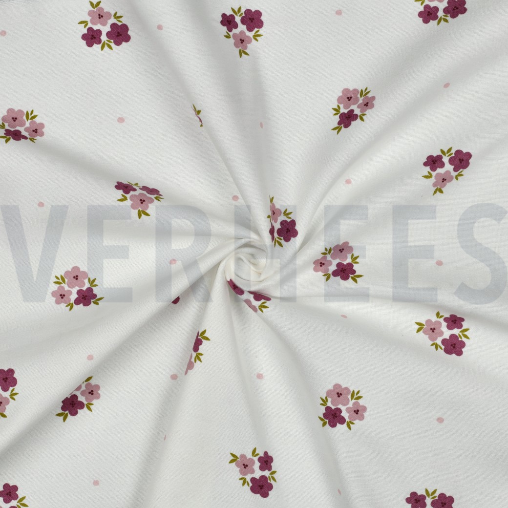 FLANELL BLUMEN GEBROCHEN WEISS #7