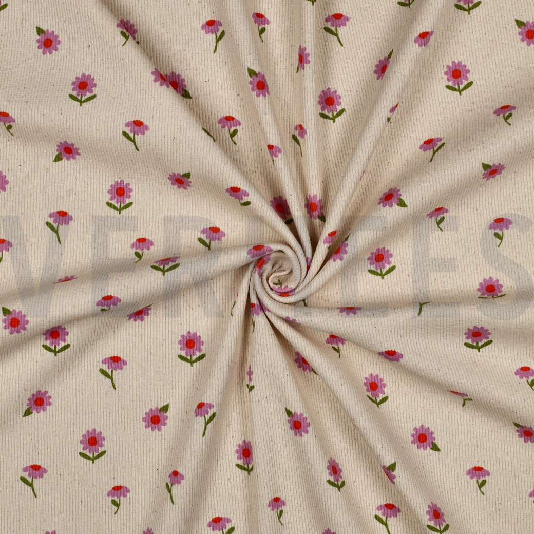 RIB JERSEY BLOEMEN NATUREL #7