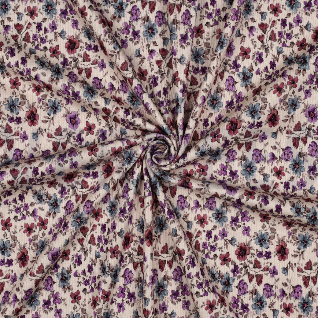 RIB JERSEY DIGITAL FLOWERS OFF WHITE #7