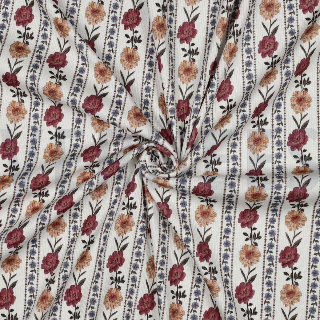 RIB JERSEY DIGITAAL BLOEMEN GEBROKEN WIT #7