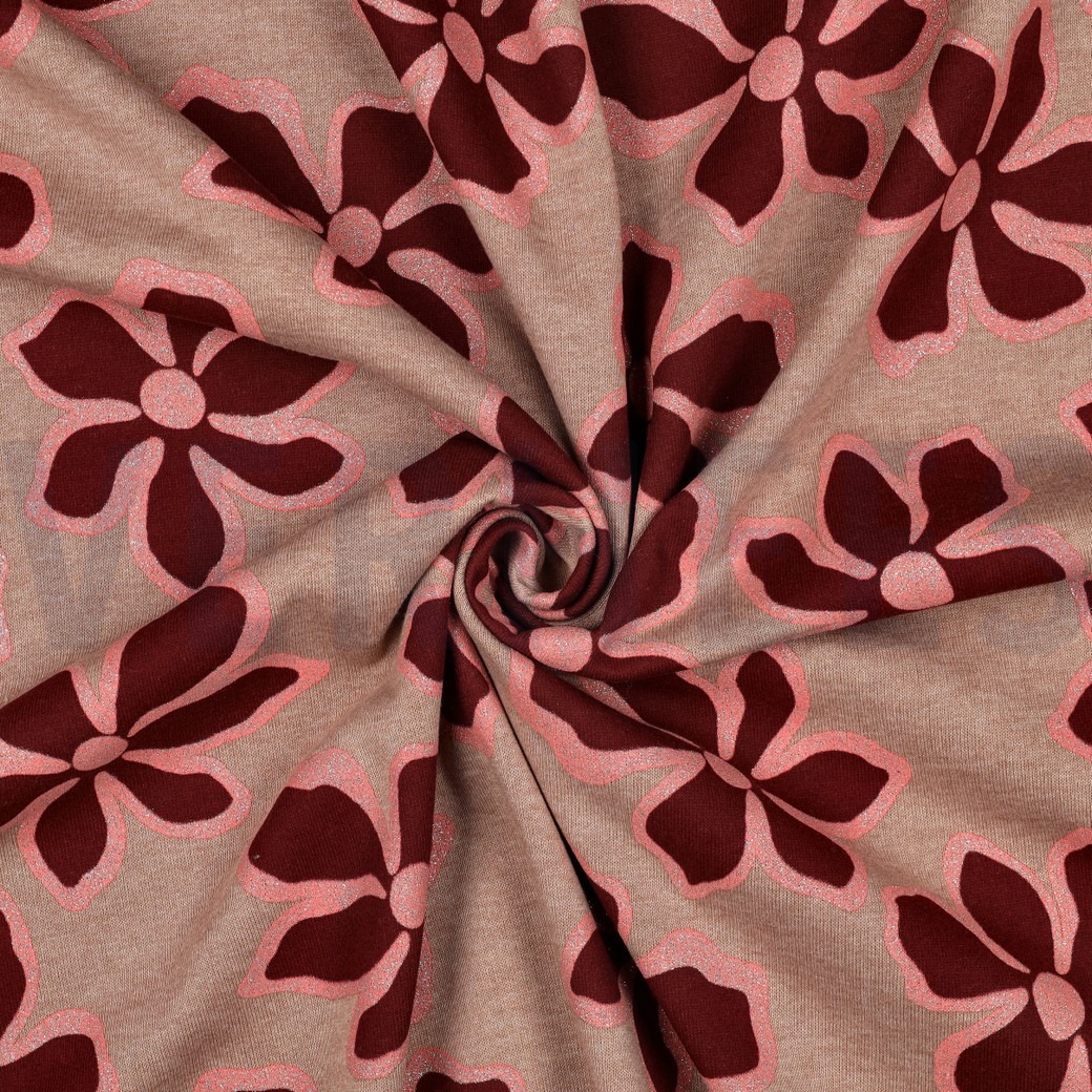 SWEAT MELIERT GLITZER BLUMEN BRAUN #7
