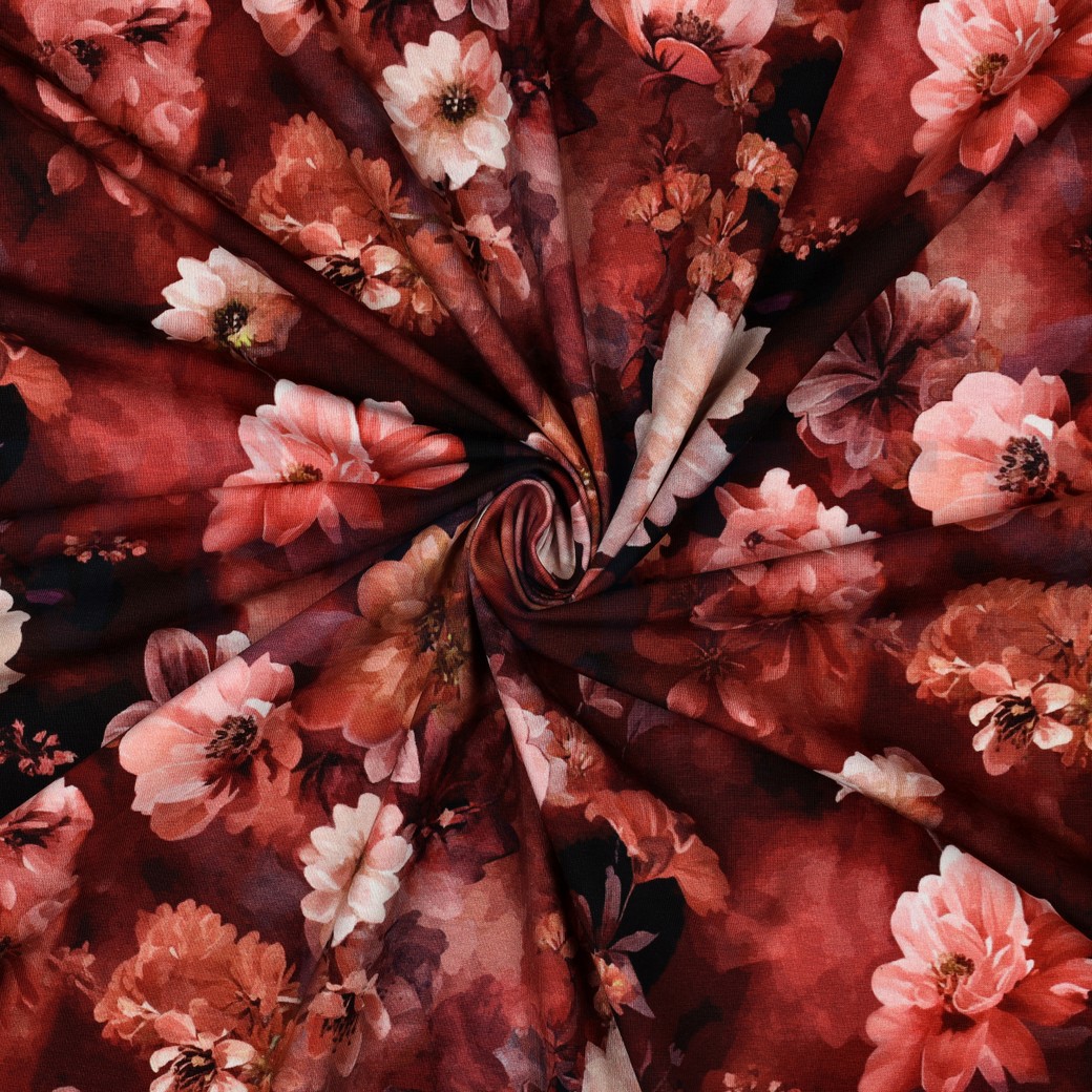 JERSEY DIGITAL BLUMEN ROT #7